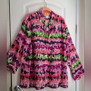 Rubu rd womens top sz 24 w colorfull lighweight profesional church squares